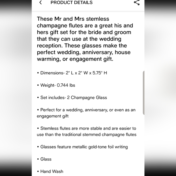 Mr & Mrs Stemless Champagne Glasses - Picture 3 of 3